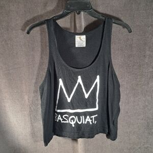 Forever 21 Jean Michael Basquiat Black White Cropped Graphic Tank G S